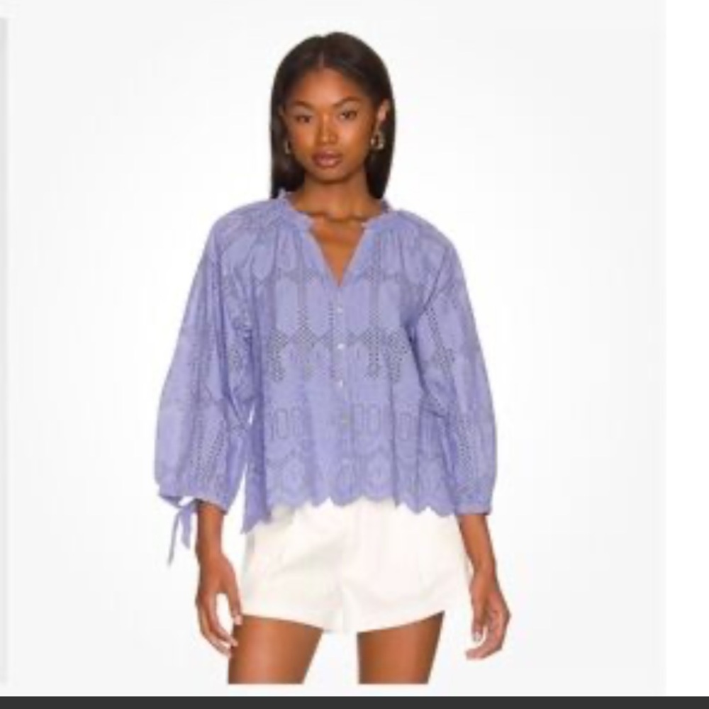 Cleobella Imani Blouse Eyelet Sky M NWT Organic Cotton